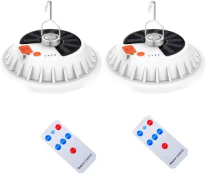 2 in 1 Camping Lamp with Remote Control 120 LED Tent Solar Lantern Lights 6000LM 5 Mode USB Rechargeable Portable Tent Hanging Hook Flashlight Outdoor Fishing Emergency Courtyard Garden 2 Pack