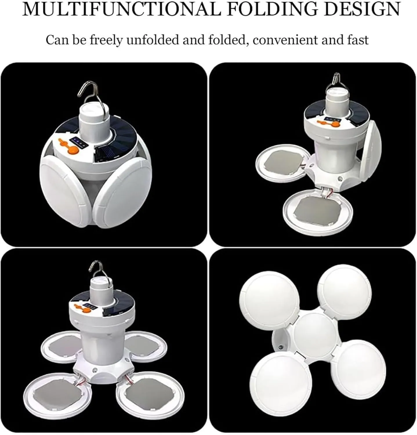 2 in 1 Folding Solar Lamp, 5 Mode Portable Camping Light