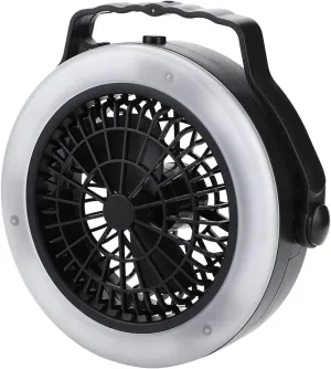 2 in 1 USB Tent Lanterns, Low Noise Tent Ceiling Fan, Portable Camping Fan with LED Lights, Camping Lantern Fan with Hanging Hook for Hiking, and Emergency, 3 Power Supply Modes