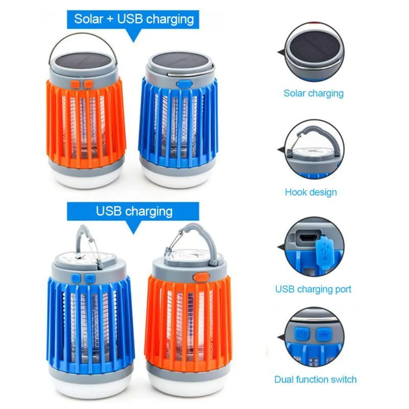 2 In1 LED USB Solar Power Mosquito Killer Lamp