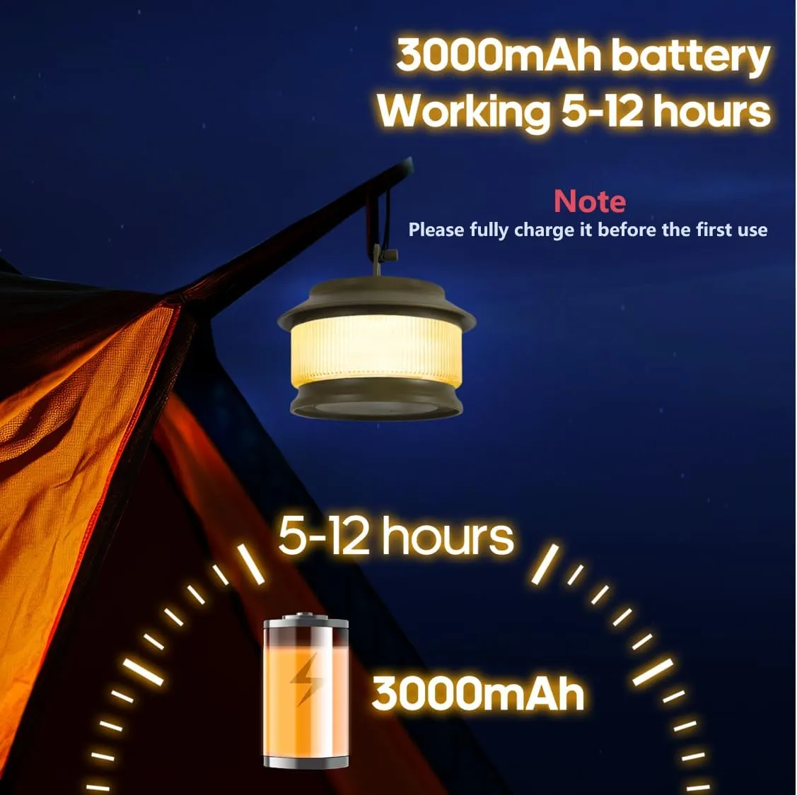 2 Pack 65.6ft Retractable Camping String Lights,3000mAh Camping Essentials Lamp Lights Waterproof,5Modes Outdoor Lights String for Tent,Yard,Hiking,RV,Holiday Decoration,Rechargeable Camping Lights