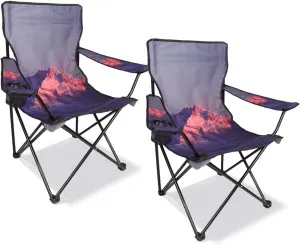 2 Pack Camping Chairs Portable Camp Chairs, Folding Lawn Chairs with Cup Holder for Outdoor Camping, Hiking, Travel, Patio, Beach, Picnics