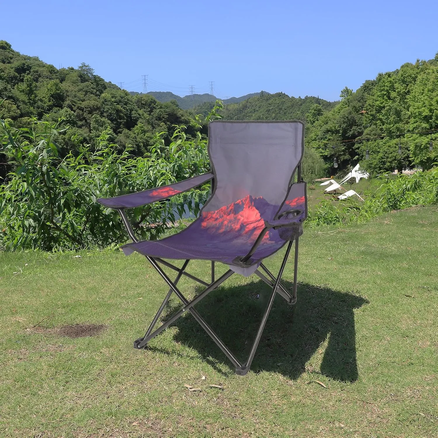 2 Pack Camping Chairs Portable Camp Chairs, Folding Lawn Chairs with Cup Holder for Outdoor Camping, Hiking, Travel, Patio, Beach, Picnics