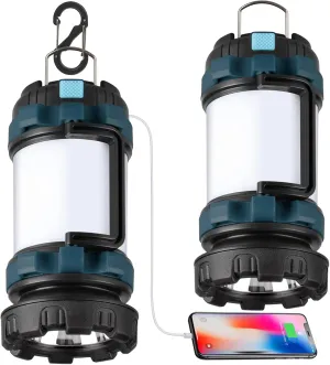 2 Pack Camping Lantern, Outdoor LED Camping Light, Rechargeable Flashlights with 1000LM, 6 Modes, 4000mAh Power Bank, IPX5 Waterproof Portable Emergency Camp Light for Hurricane Survival - Blue