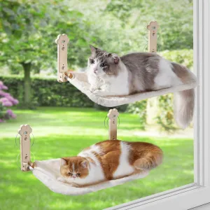 2 Pack Cat Window Perch, Foldable Cat Hammock with 8 Heavy Duty Suction Cups, Removable Washable Cover Cordless Window Bed for Indoor Cats (Yellow, 2 Pack)