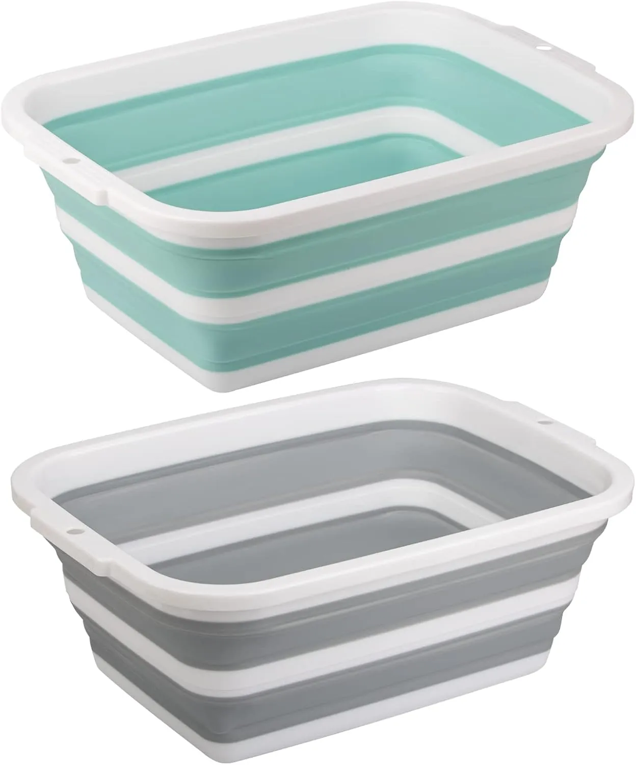 2 Pack Collapsible Bucket with 2.25 Gal / 8.5L Each, Plastic Tub, Portable Wash Basin for Home and Garden, Foldable Camp Sink with Upgrade Reinforced Hard Plastic Rim