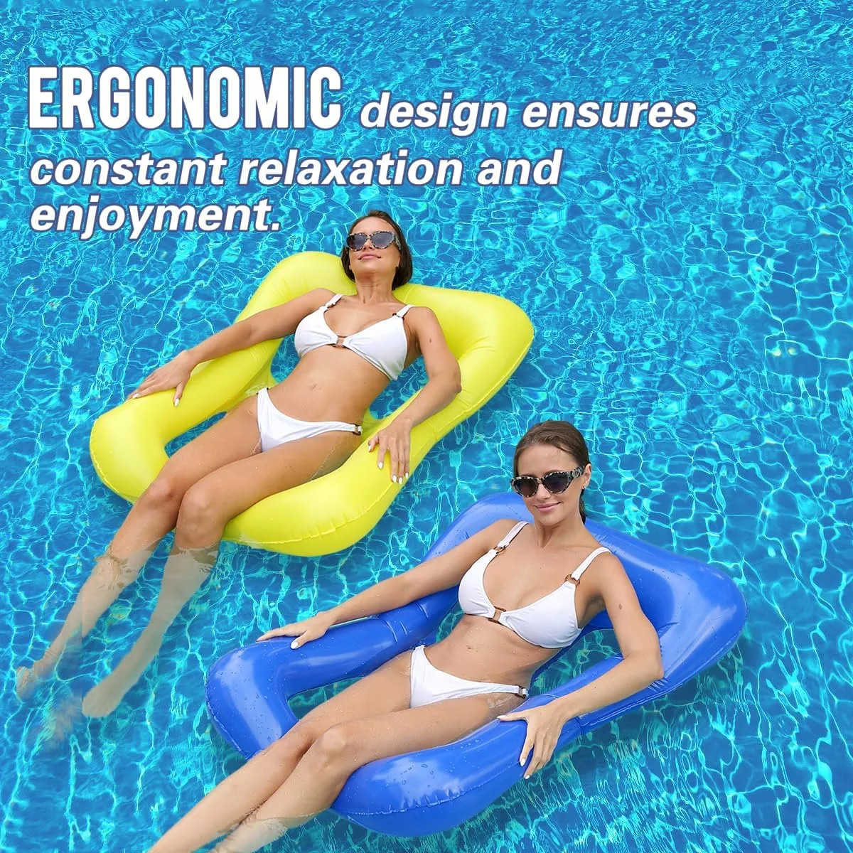 2 Pack Inflatable Pool Raft and Floats for Adults for Swimming Pool Loungers for Lake, Beach, and Pool Party Floats