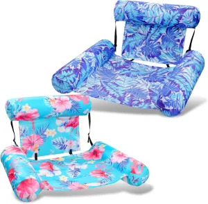 2 Pack Pool Chair Float ，Adjustable Inflatable Adult Lounge Chairs, Noodle Hammock Water Floaties for Pool & Lake Heavy Duty