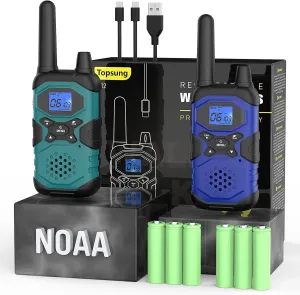2 Way Radios for Adults Long Range Walkie Talkies Rechargeable 2 Pack, Multi-purpose NOAA Walkie-Talkies with USB 4500mAh Battery for Family Senior Care Working Adventure Camping Hiking Cruise