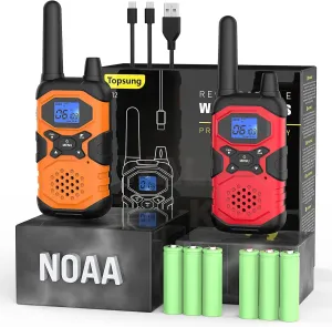 2 Way Radios Walkie Talkies for Adults Long Range Rechargeable 2 Pack, Multi-purpose NOAA Hiking Camping Accessories with 4500mAh Battery USB Lanyards for Family Senior Care Garage Work Cruise