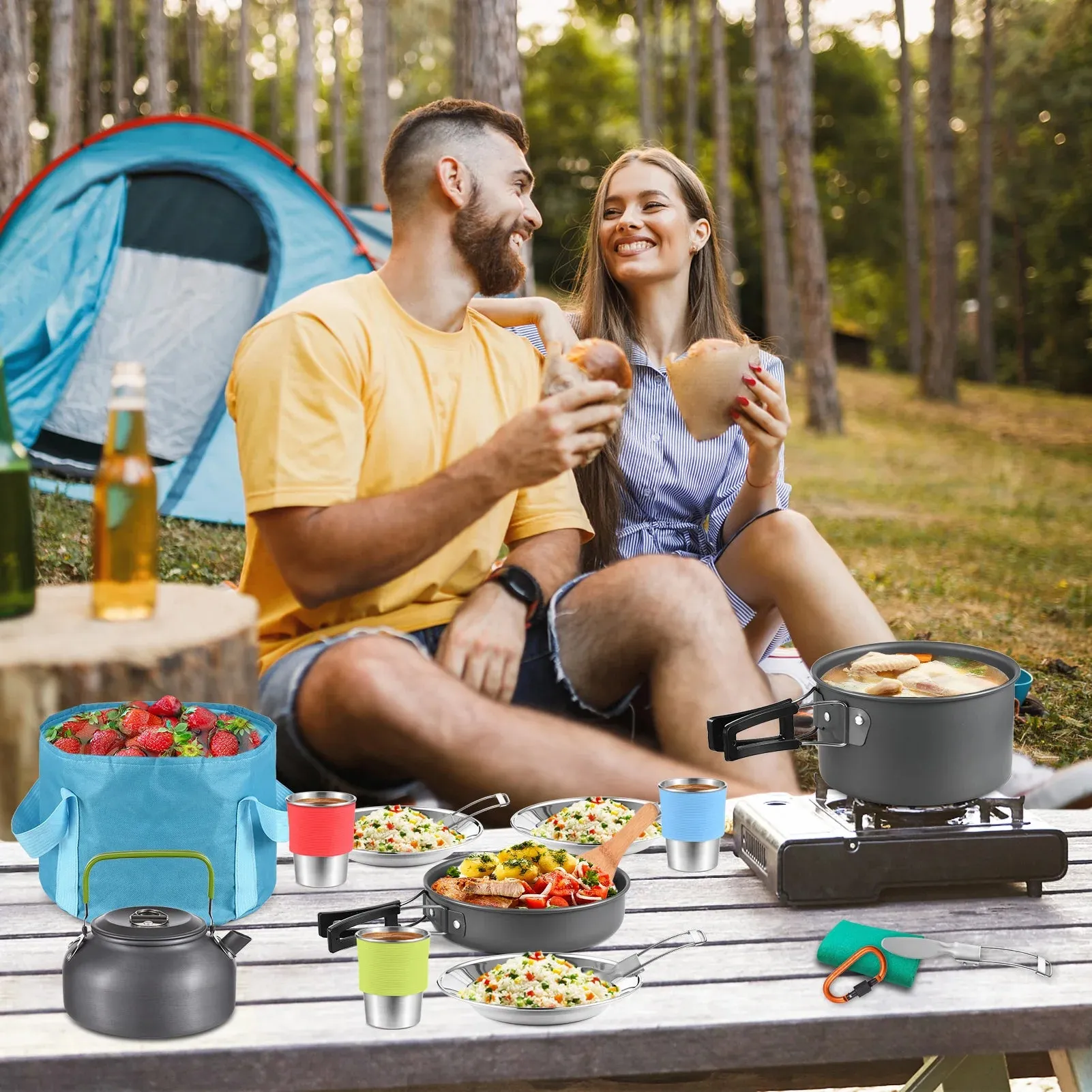 20 Piece Portable Aluminum Camping Cookware Set