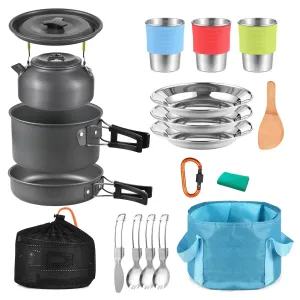 20 Piece Portable Aluminum Camping Cookware Set