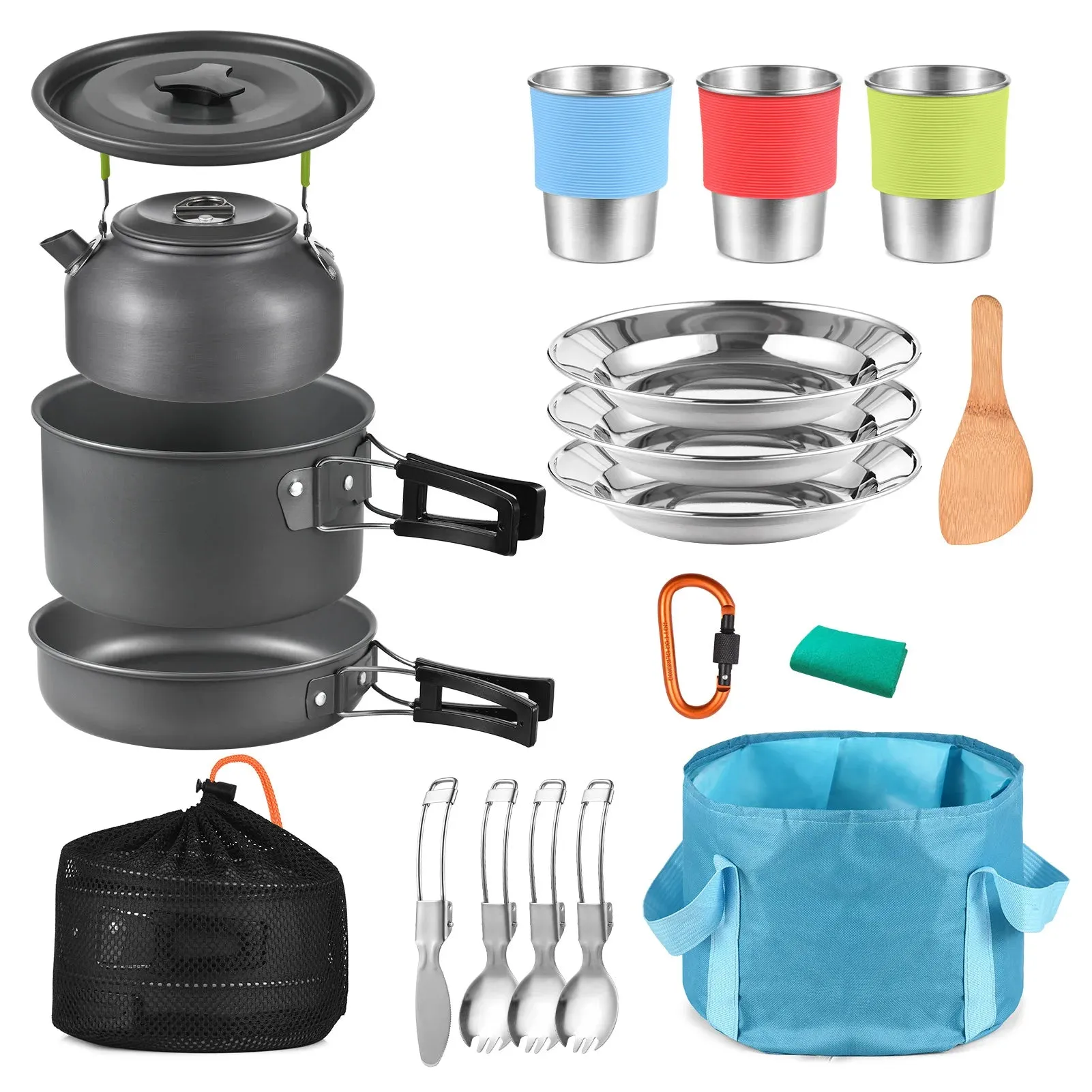 20 Piece Portable Aluminum Camping Cookware Set