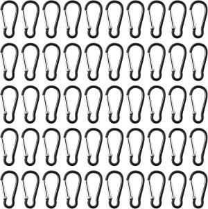 200 Pack Bulk Aluminum Carabiner Small Spring Clip Hook Spring-Loaded Gate Keychain Buckle Pack for Camping Hiking Backpack Bottle, Black