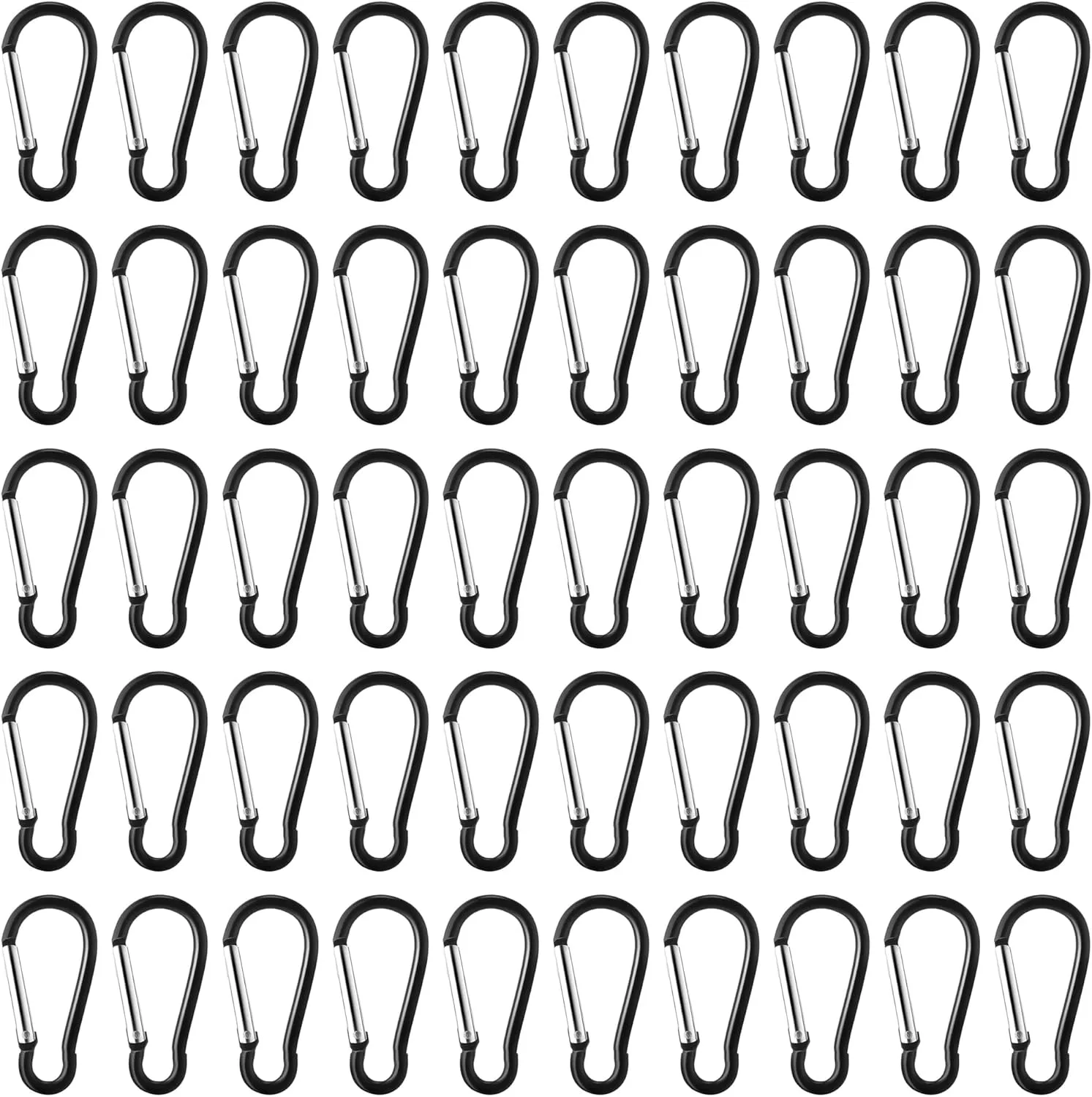 200 Pack Bulk Aluminum Carabiner Small Spring Clip Hook Spring-Loaded Gate Keychain Buckle Pack for Camping Hiking Backpack Bottle, Black