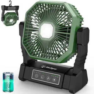 20000mAh Camping Fan Rechargeable with LED Lantern, Battery Operated Fan Outdoor Camping Fans for Tents with Remote & Hook, 4 Speed 4 Timing Table Fan for Fishing, Camping, Travel, Jobsite