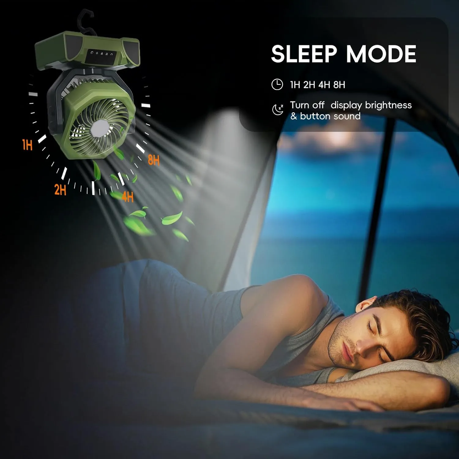 20000mAh Solar Camping Fan, Portable Rechargeable Battery & Solar Powered Fan with 7W Solar Panel, Remote Control, Auto Oscillating, LED Display, Light, Timer for Outdoor Camp, Beach, Travel Tent