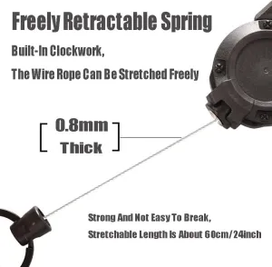 2023 New Outdoor Automatic Retractable Wire Rope Luya Tactical Keychain - Heavy Duty Carabiner Key Chains, Anti-Theft Multitool Carabiner Badge Holder for Camping, Fishing, Hunting (2 PCS - Black)