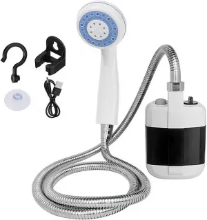 2025 Portable Camping Shower, Outdoor Camp Shower Pump, Rechargeable Electric Shower Pump, for Camping, Hiking, Traveling, Shower Pump,Shower Head,Hose,Hook,Connector,Charging Cable