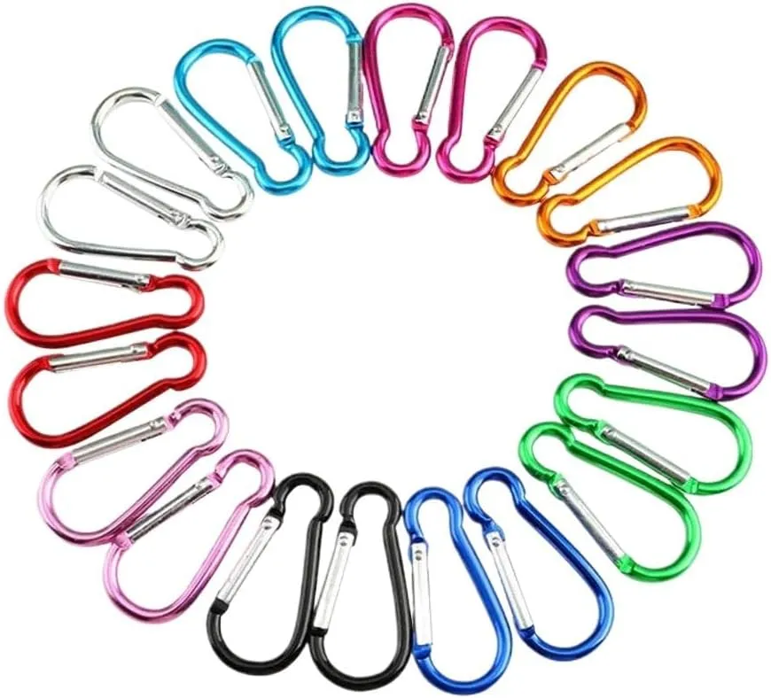 20PCS Aluminum Alloy Keychain Clip Hook Lock Travel Hiking Camping Carabiner