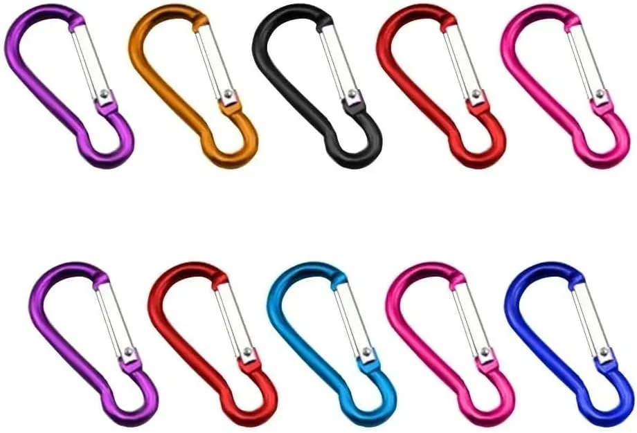 20PCs Aluminum Carabiner Outdoor Camping Keyring Snap Hook Water Bottle Buckle Travel Kit Carabiner