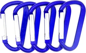 2.25" Blue Color D Shape Spring-loaded Aluminum Carabiner Belt Clip Key Chain - pack of 100 pcs