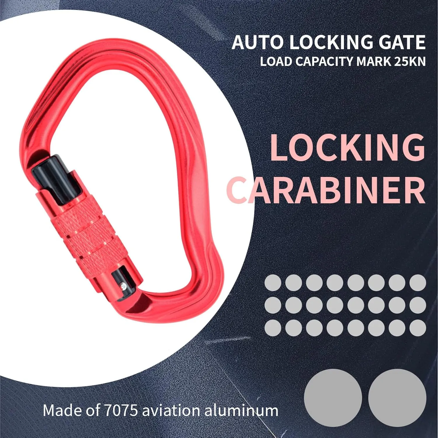 23KN D Shaped Auto Locking Climbing Carabiner Clips Twist Lock and Heavy Duty Carabiners for Rock Climbing Rappelling Fire Rescue High Altitude and Mountaineering