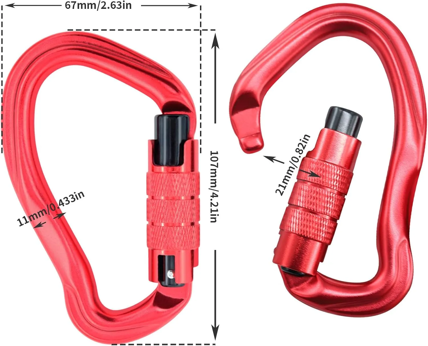 23KN D Shaped Auto Locking Climbing Carabiner Clips Twist Lock and Heavy Duty Carabiners for Rock Climbing Rappelling Fire Rescue High Altitude and Mountaineering