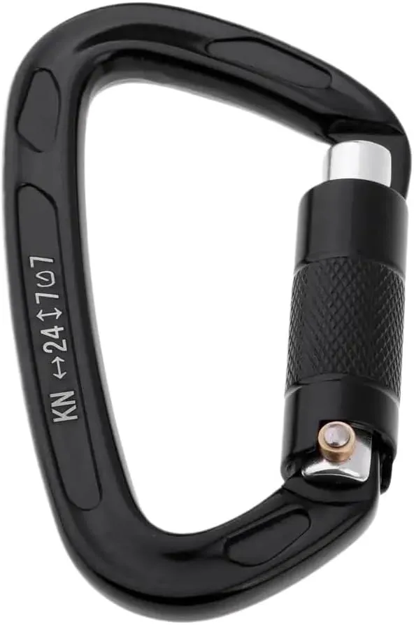 24KN Auto Locking Carabiner Aluminum Screw Lock Carabiner Carabiner(Black)