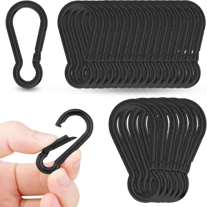 24PCS M10 Spring Snap Hook, 4Inch Heavy Duty Carabiner Clips, 3/8" Galvanized Steel Quick Link Carabiner Hooks for Hammock, Camping, Hiking, Keychain, Water Bottle & Backpack-Black