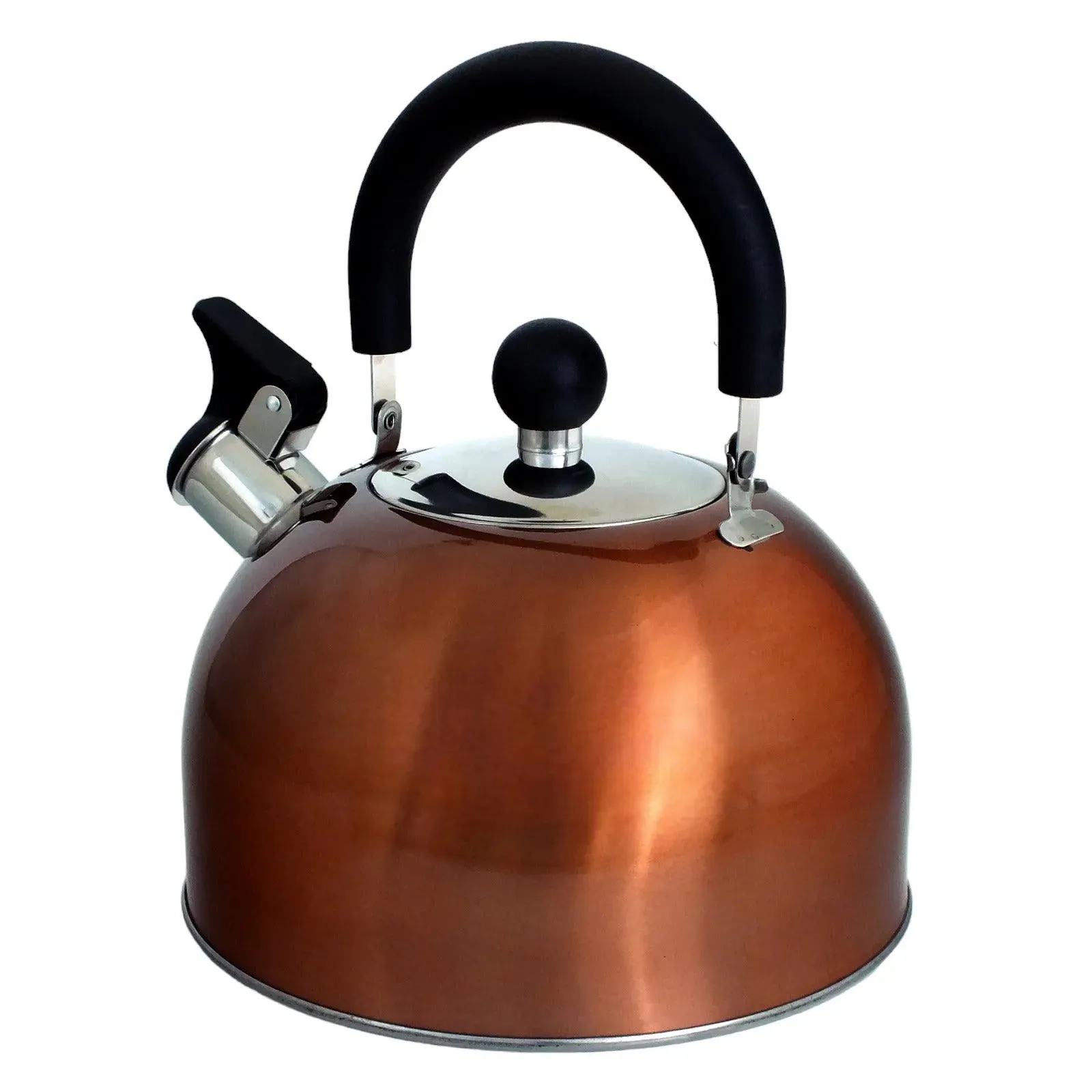 2.5 Litre Stainless Steel Stovetop Whistling Kettle with Metallic Copper Finish