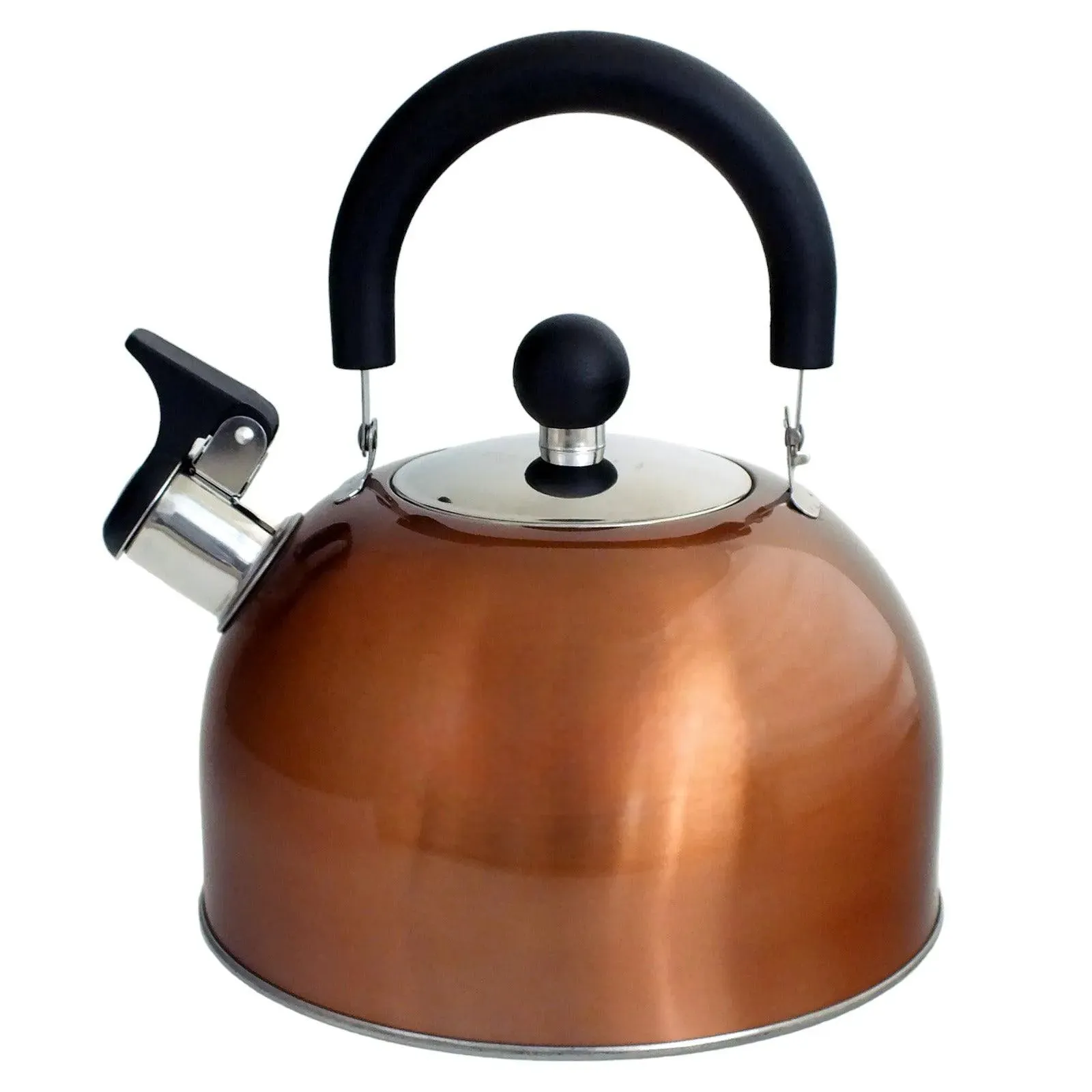 2.5 Litre Stainless Steel Stovetop Whistling Kettle with Metallic Copper Finish
