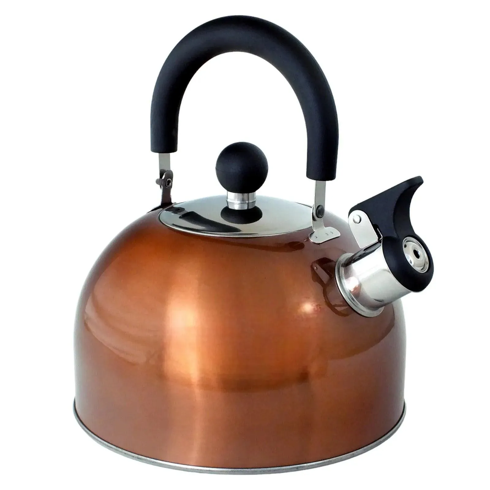 2.5 Litre Stainless Steel Stovetop Whistling Kettle with Metallic Copper Finish