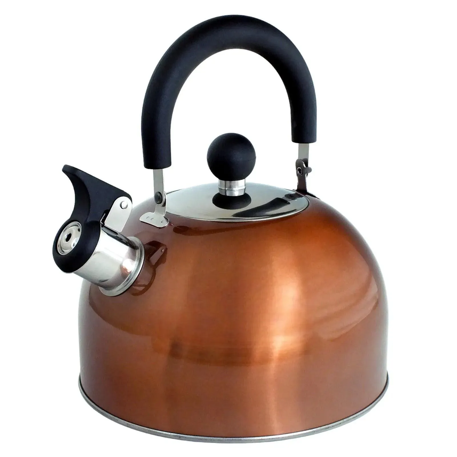 2.5 Litre Stainless Steel Stovetop Whistling Kettle with Metallic Copper Finish