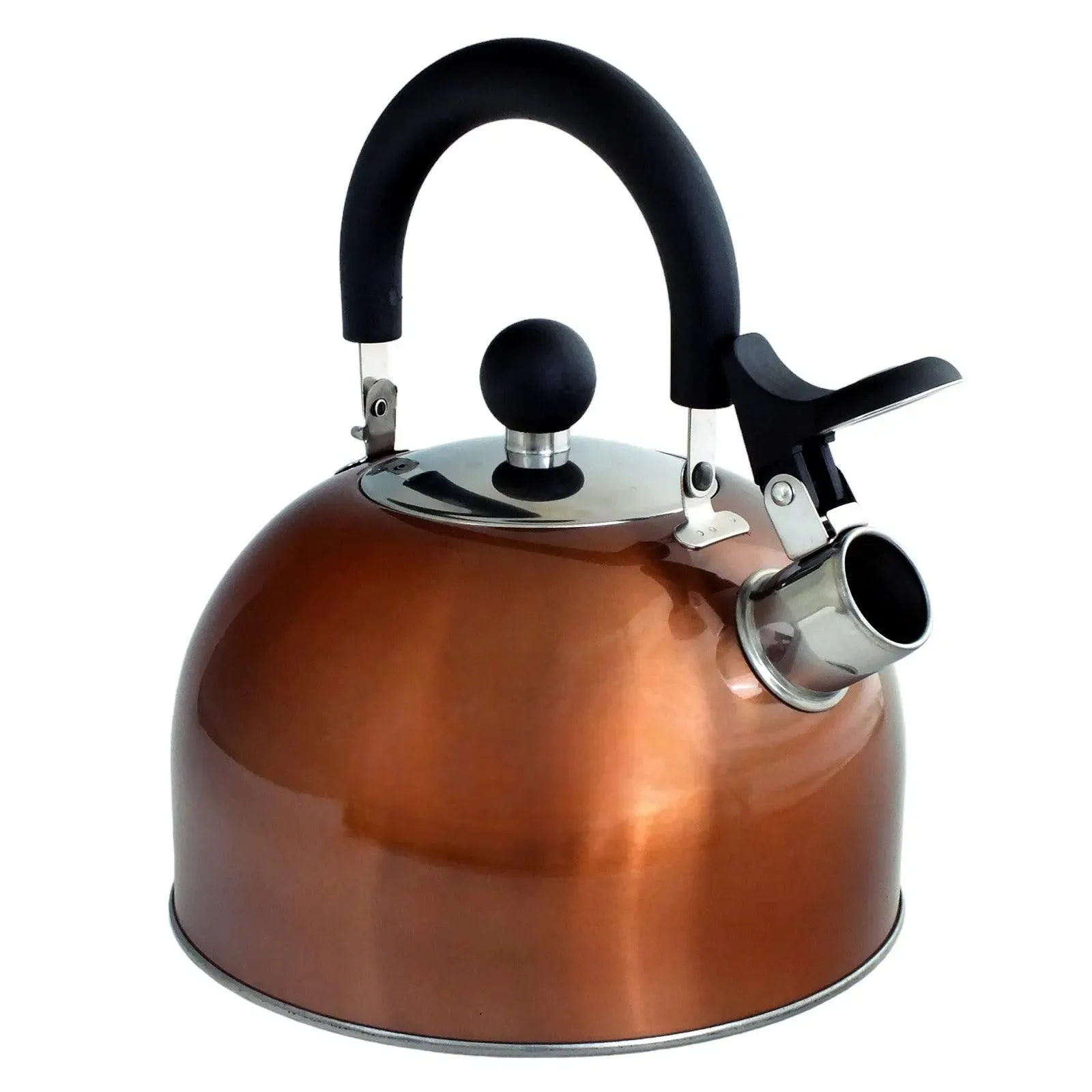 2.5 Litre Stainless Steel Stovetop Whistling Kettle with Metallic Copper Finish