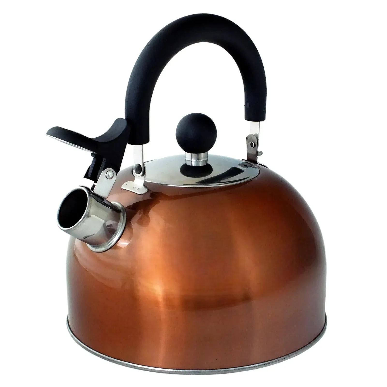 2.5 Litre Stainless Steel Stovetop Whistling Kettle with Metallic Copper Finish