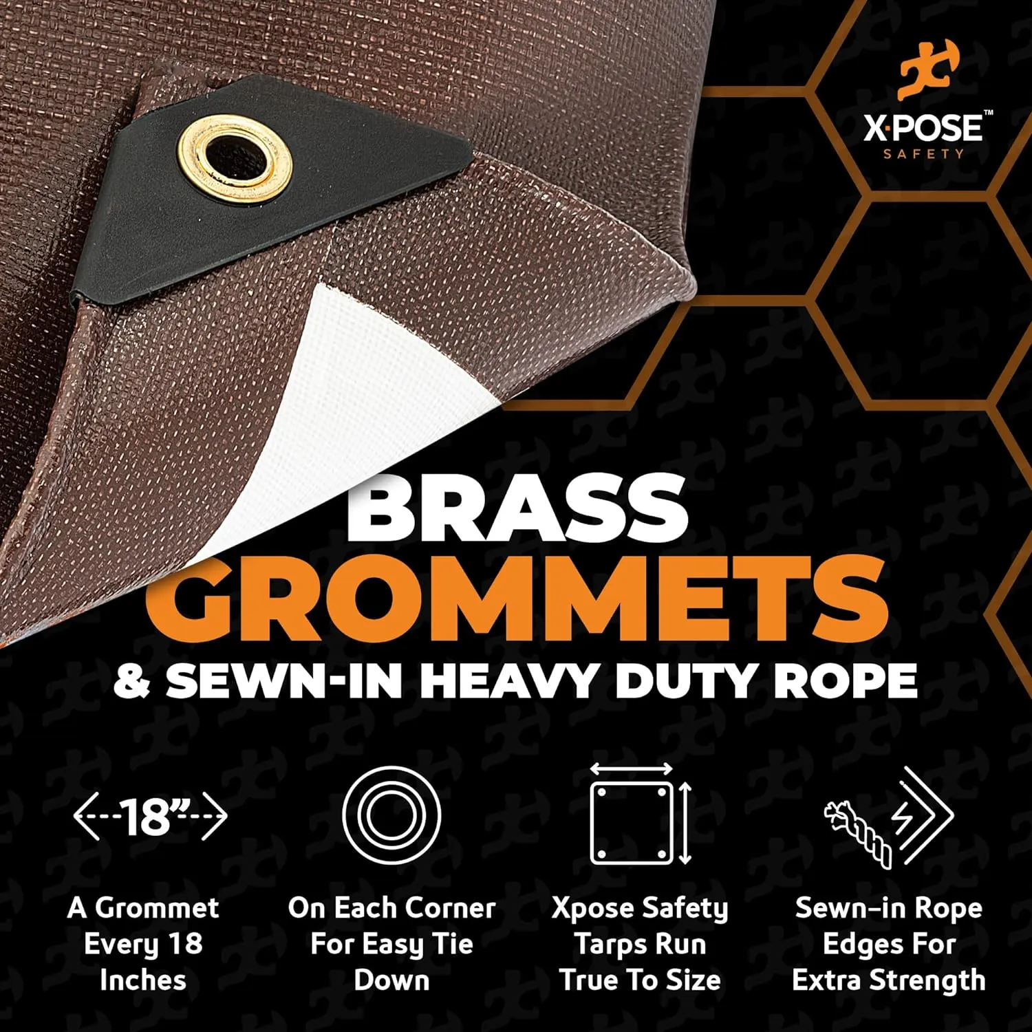 25' x 45' Brown/White Ultra Heavy Duty Tarp - 20 Mil Tarps Heavy Duty Waterproof 25X45 - Extra Large Outdoor Tarp, Waterproof Tarp Cover for Rain Camping, Tent Tarp, UV Protection, Reinforced Corners