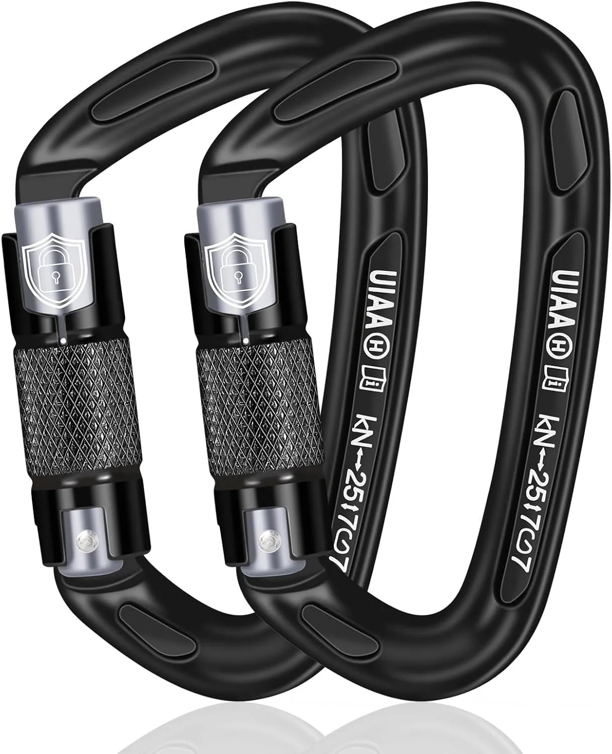 25KN Auto Locking Carabiner - UIAA Certified Heavy Duty Climbing Carabiners for Rock Climbing, Camping, Rappelling, Hunting, Rescue Equipment - Professional Carabiner Clips (Black)