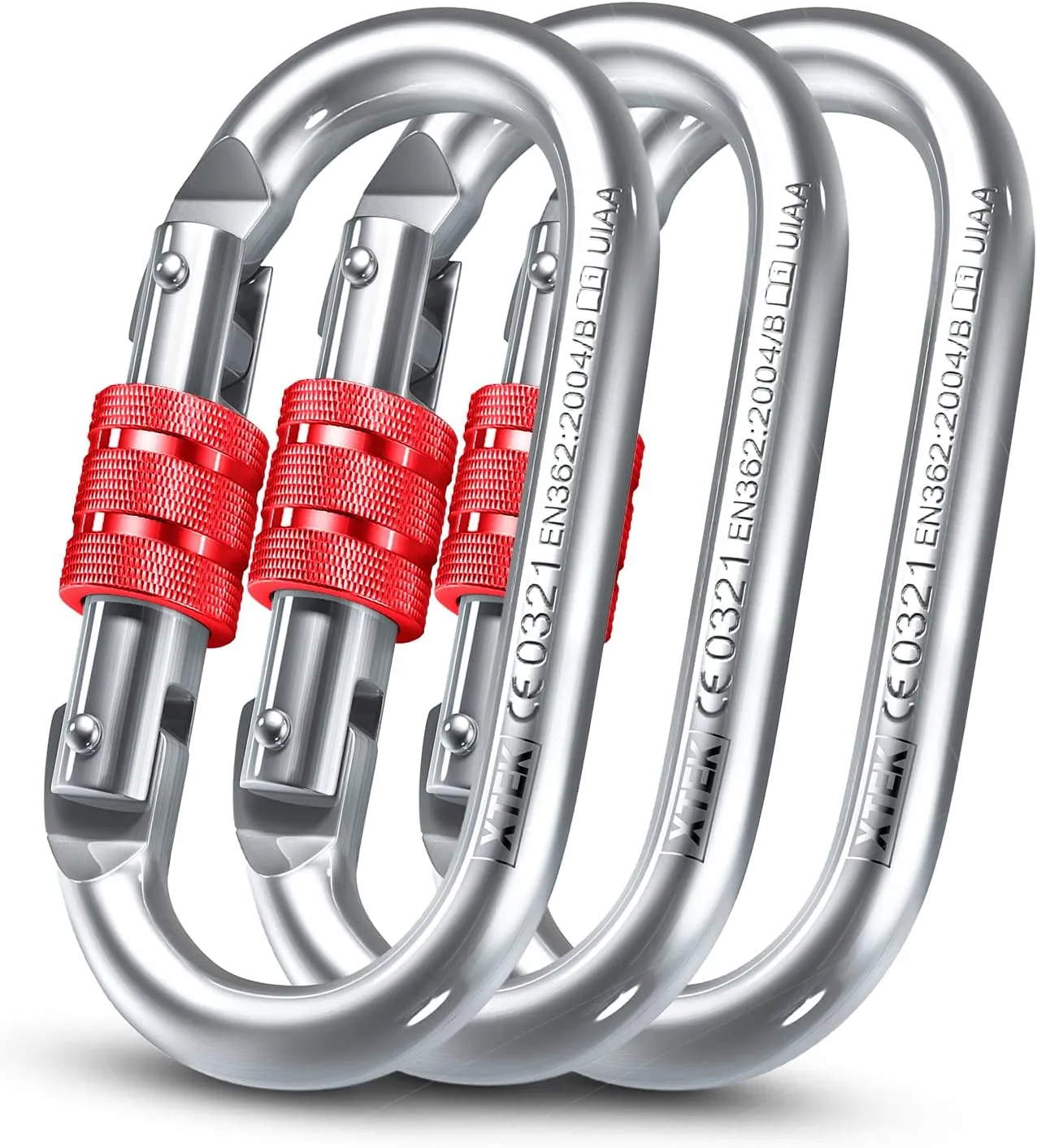25kn Climbing Carabiner Clip - Heavy Duty O-Shape Steel Locking Caribeaner - UIAA/CE Certified Rock Climbing Gear - Strong Large Locking Oval Caribeener for Mountain Climbing