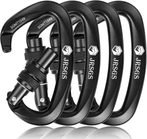 25KN Locking Climbing Carabiner Clips, UlAA Certified Rockclimbing Carabiner,Heavy Duty Carabiners Equipment,Large SizeCarabiner for Climbing, Rappelling,Hunting and Rescue