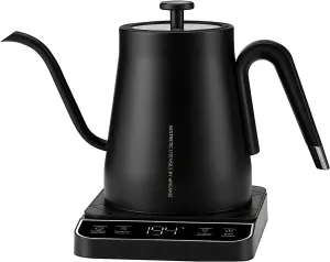 27oz Gooseneck Electric Kettle with ±1℉ Temperature Control, Pour Over Kettle for Coffee and Tea, Stainless Steel Hot Water Boiler, 1200W/0.8L (Black)