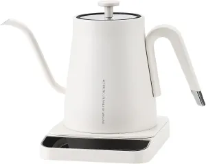 27oz Gooseneck Electric Kettle with ±1℉ Temperature Control, Pour Over Kettle for Coffee and Tea, Stainless Steel Hot Water Boiler, 1200W/0.8L (White)