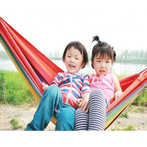 280x100cm 150kg Weight Load Canvas Hammock for Outdoor Camping - Red