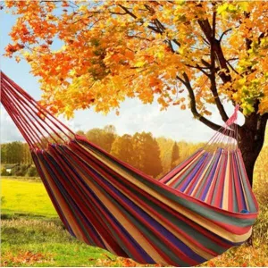 280x100cm 150kg Weight Load Canvas Hammock for Outdoor Camping - Red