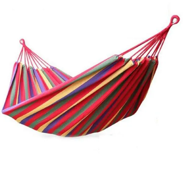 280x100cm 150kg Weight Load Canvas Hammock for Outdoor Camping - Red