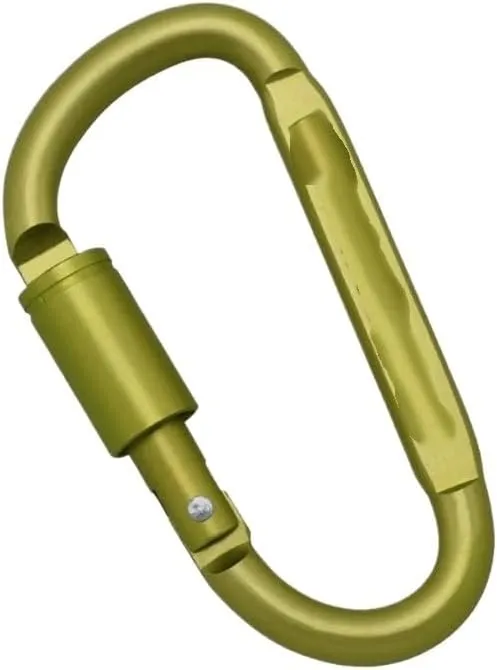 2PCS Aluminum Carabiner Hook D-Shape Carabiner Hook Outdoor Tools Carabiner(Green)