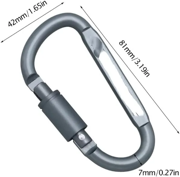 2PCS Aluminum Locking Carabiner Hook D-Shape Climbing Carabiner D-Ring Locking Clip Carabiner(Black)