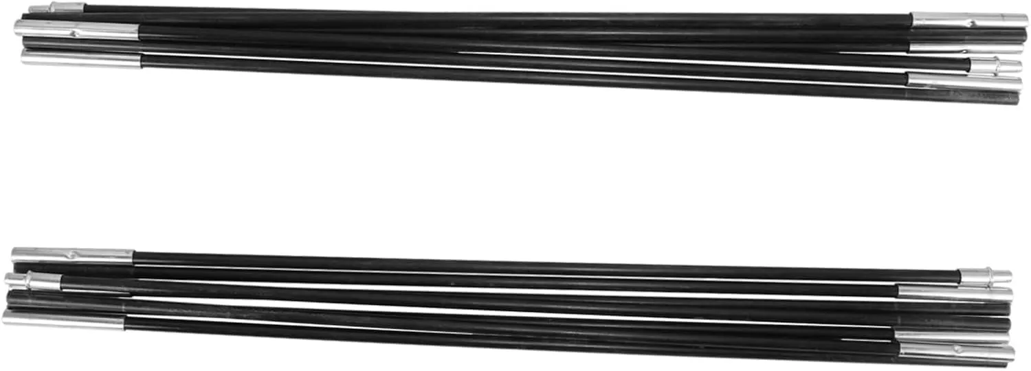 2pcs Fiber Tent Poles Heavy Duty Tent Pegs Camping Tent Pole Repair Tent Pad Tarp Canopy and Poles Awning Poles Tent Pole Bag Tent Replacement Poles Trail Tent Black Glass Fiber