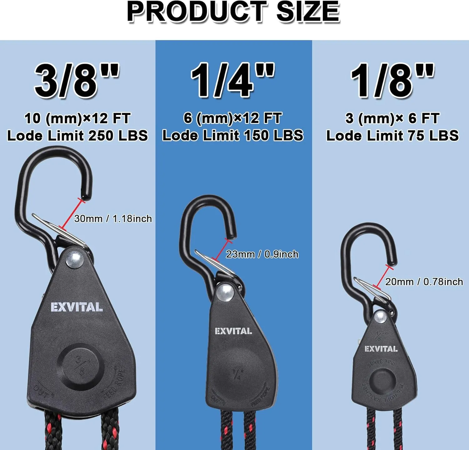 2PCS Kayak Rope Ratchet Tie Down Straps 3/8" ×12' Bow and Stern Tie Down Kayak with Safety S Hook Heavy Duty Ratchet Rope Kayak and Canoe Accessories Black