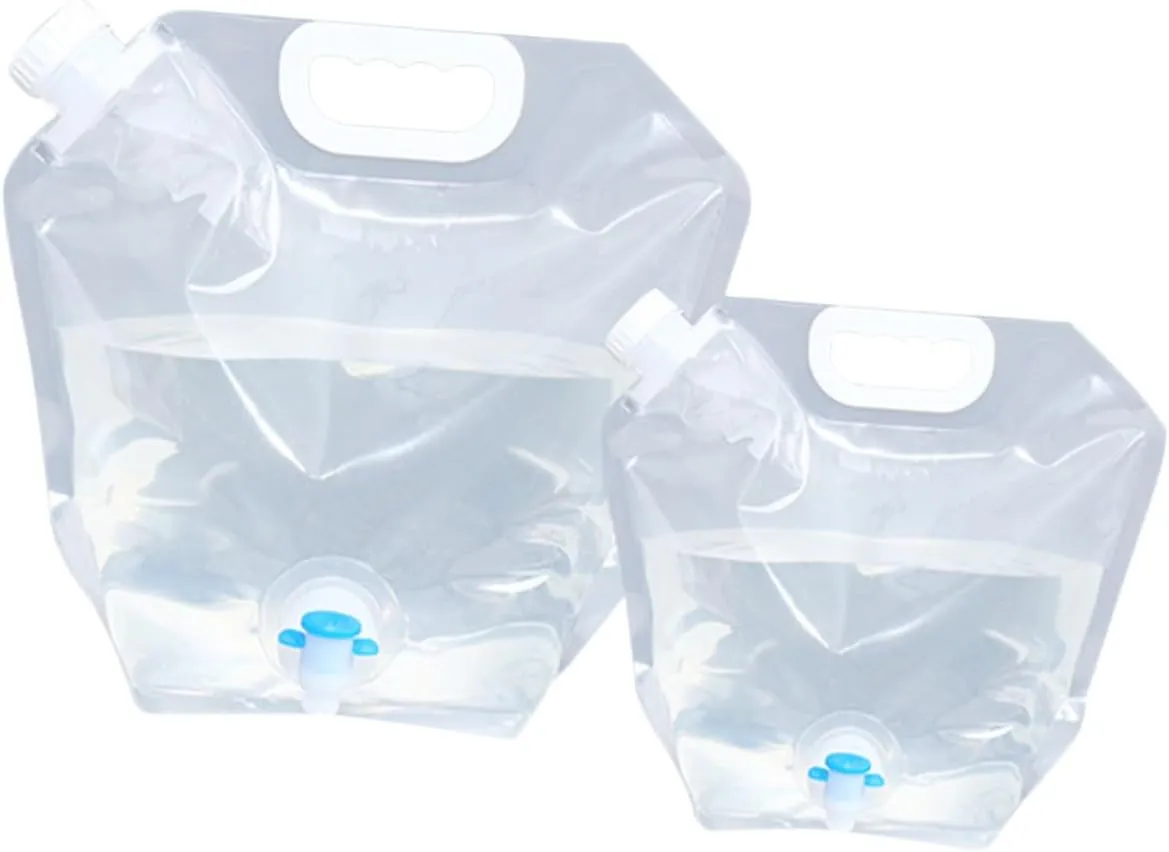 2pcs Outdoor Water Storage Bucket Camping Water Tank Collapsible Carrying Bag Leakproof Large Capacity